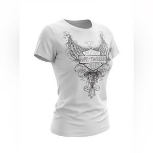 Harley-Davidson Women’s White Graphic Tee Size Medium P2P 17”